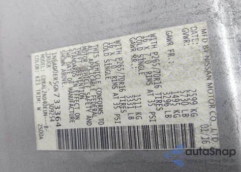 2016 Nissan Frontier Desert Runner/S/Sl/Sv z USA, uszkodzony, nr VIN 1N6AD0ER5GN733364